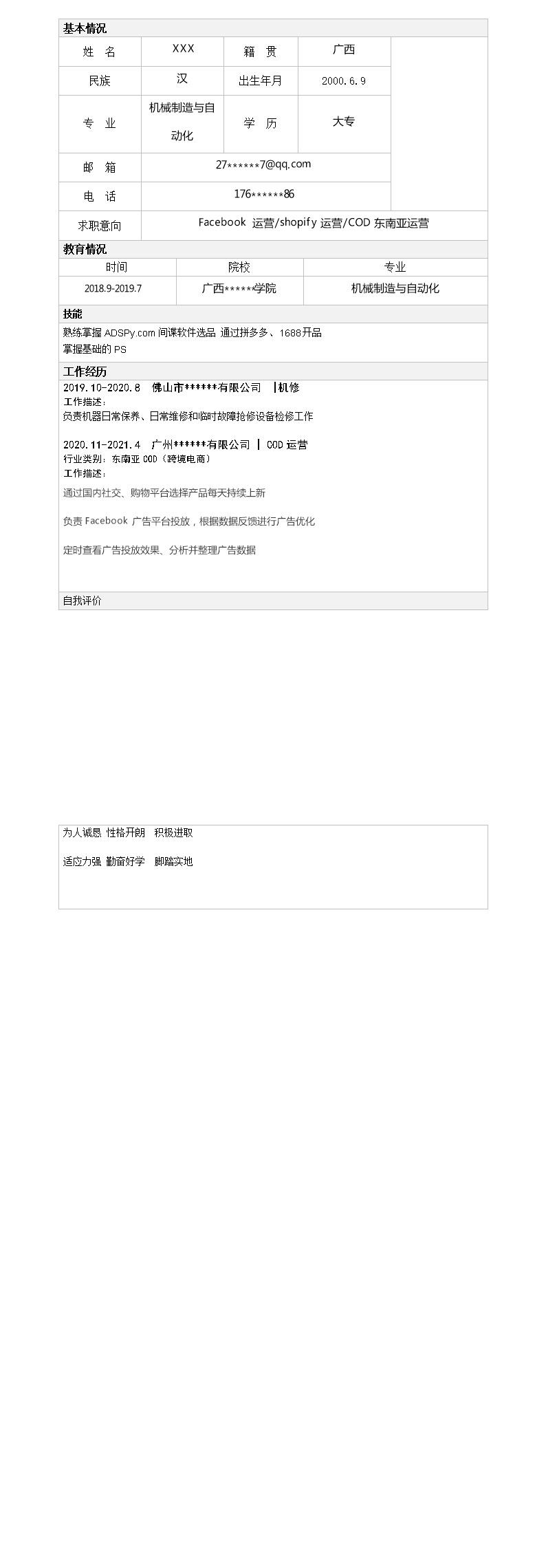 5982_电商营运网络营销类岗位求职简历模板  - 电子商务简历模板